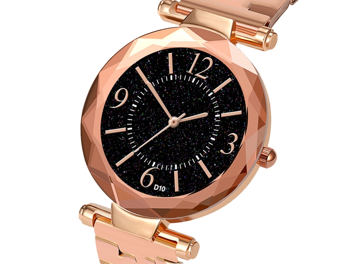 Reloj De Cuarzo Para Hombre Y Mujer Con Correa De Acero, Dial Redondo, Pareja Casual (oro Rosa)
