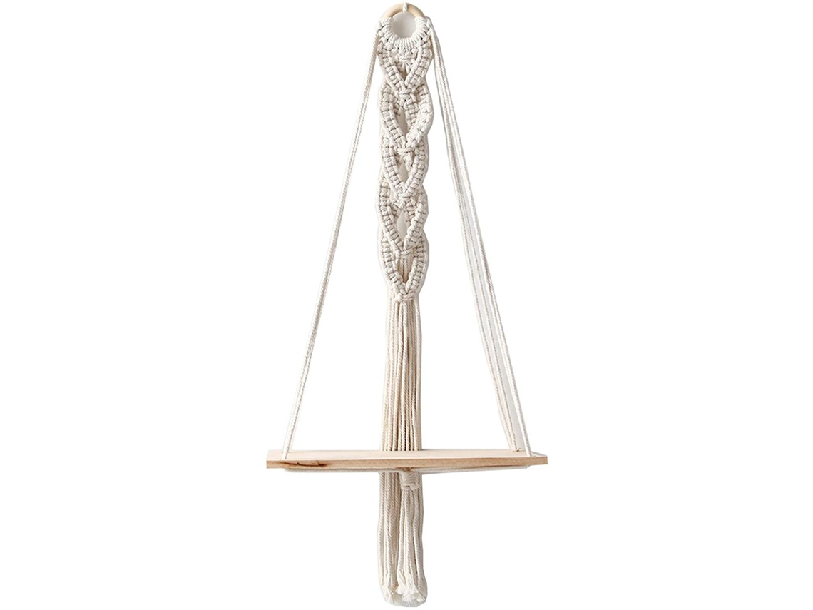 VVJIJILLY Prateleira Boho Em Macramé E Madeira, Pendurada, Decorativa E Artesanal, Estilo Nórdico