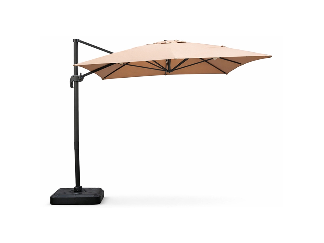 Cesare Parasol Rectangulaire 3x4m Déporté Rotatif Taupe En Aluminium
