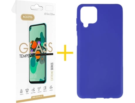 Kit Funda + Protector de Pantalla Samsung Galaxy M12 ACCETEL Liso (Azul)