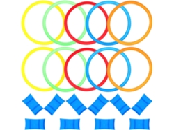 Juego de lanzamiento de aros colorido, para uso en exteriores.