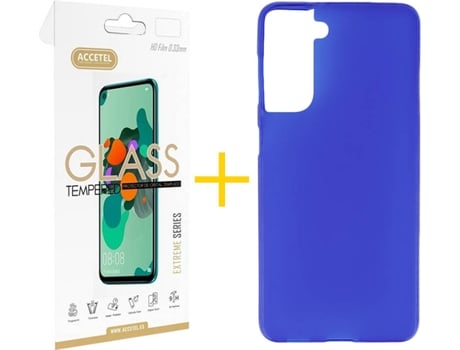 Carcasa + Protector de Pantalla para Samsung Galaxy S22 Plus 5G ACCETEL Azul