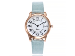 Reloj De Pulsera Vansvar Para Mujer, De Piel Sintética Con Movimiento De Cuarzo, Estilo Moderno, Azul Claro.