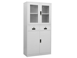 vidaXL Armario de oficina acero vidrio templado gris claro 90x40x180cm