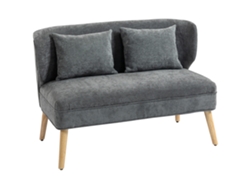 2 Lugares Sofá, Pequeno Sofá Em Chenille Com Laterais Altas (wingback), Assento Espesso, Pés Em Madeira De Seringueira, Cinza