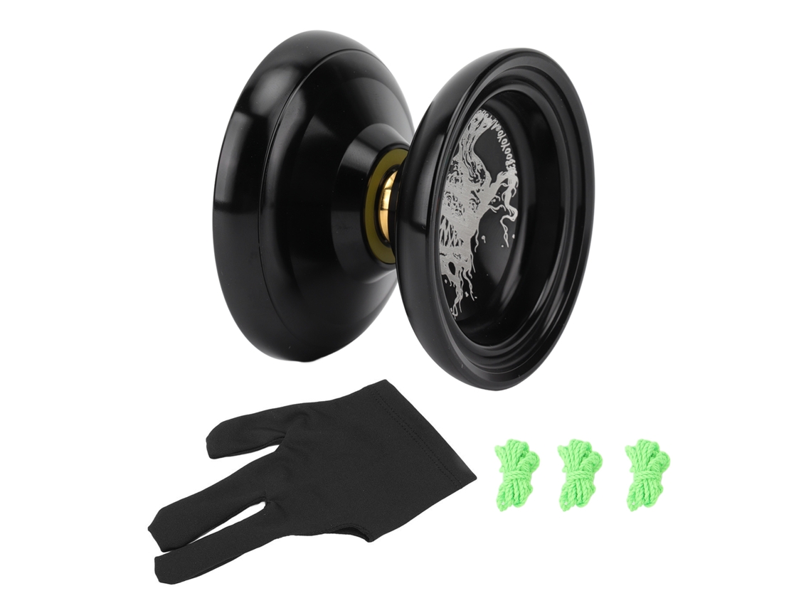 Ats-juguete Yo-yo Para Niños De Aleación Con Rodamiento Sin Respuesta, Rotación Estable Y Guante, Color Negro Brillo