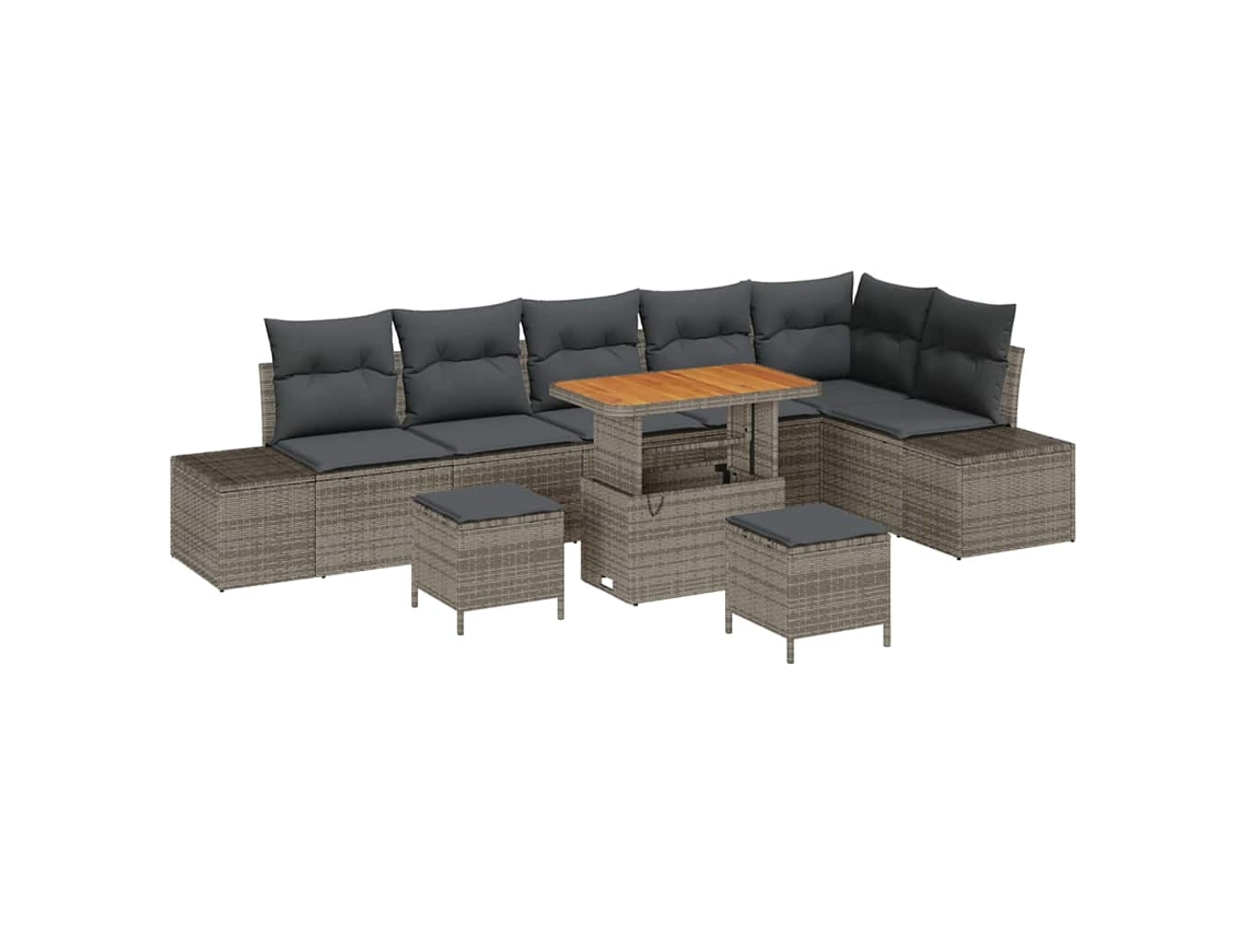 Maison Exclusive - Conjunto De Sofás De Jardín Con Cojín 9 Pcs Gris Poliratán