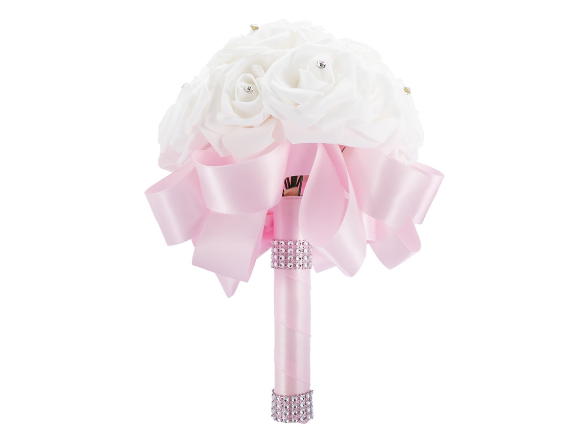 Ramo De Novia Artificial Rosa Para Accesorios De Decoración De Bodas.