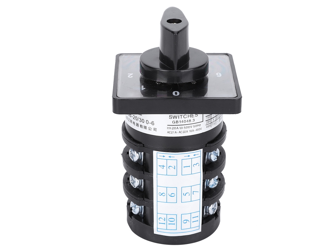 Interruptor de control de cambio de cámara Sygo (500 V, 20 A, 7 posiciones, 12 terminales, tipo enclavamiento)