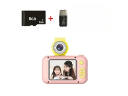 Cámara de fotografía infantil HD 4000 W, 24 polos, IPS, con lente abatible, 8 g, color rosa, Yizhood