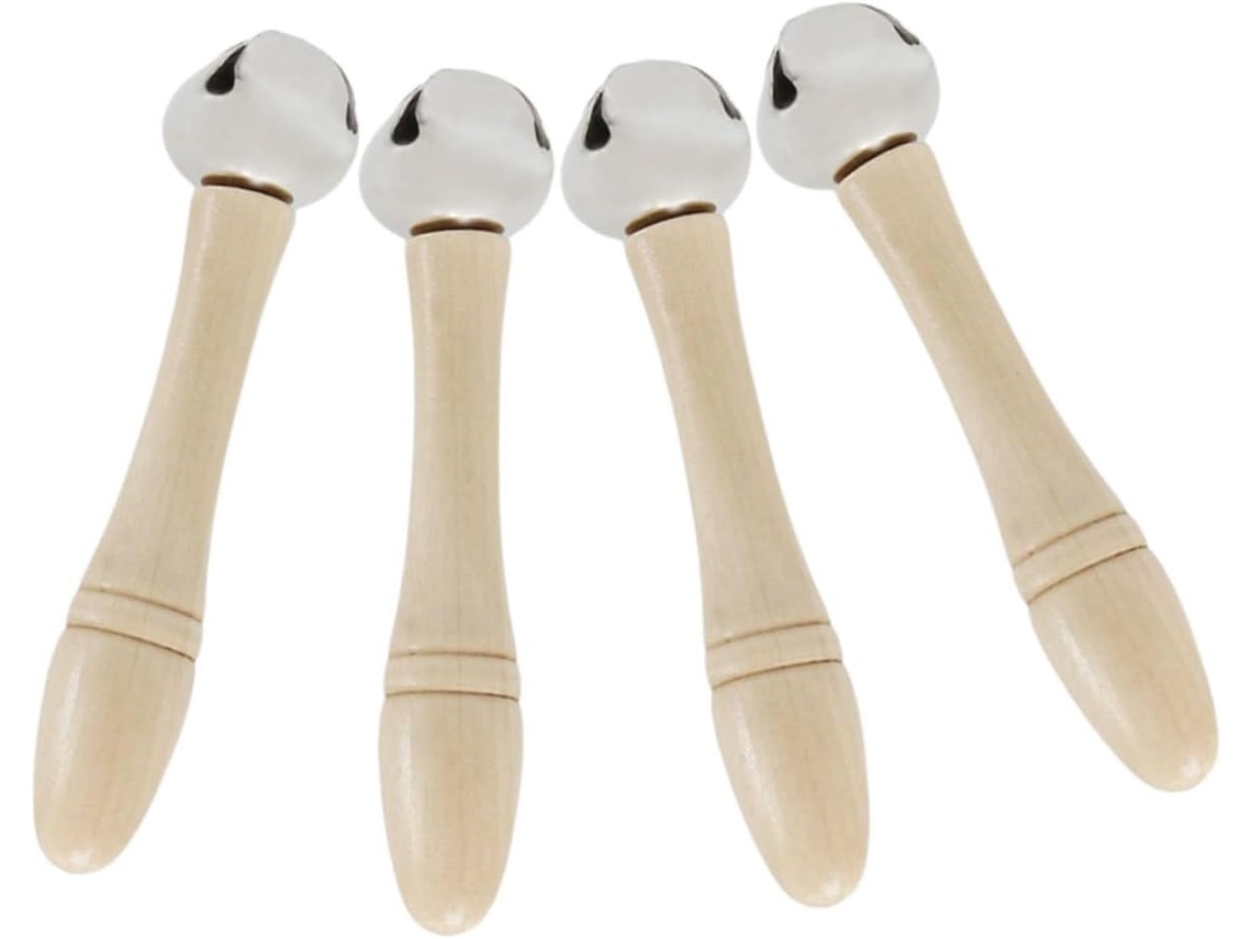 Juego De 4 Campanillas De Mano De Metal Con Mangos De Madera Para Personas Mayores