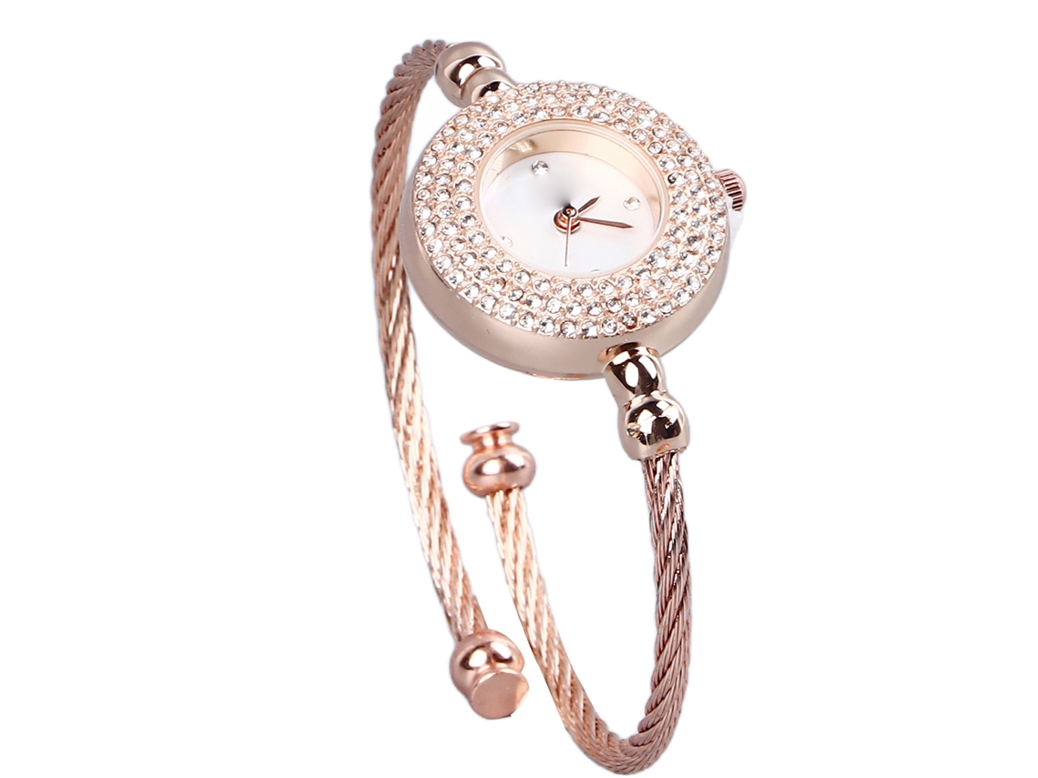 Reloj De Pulsera De Cuarzo Para Mujer Con Correa Ajustable De Oro Rosa Para Uso Diario Y Fiestas.