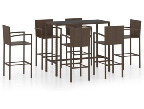 Conjunto 7 de bar de jardín VIDAXL ratán sintético marrón