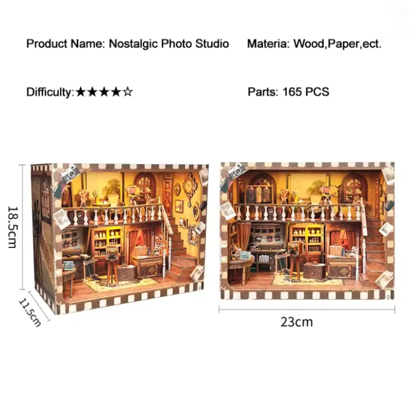 Casa Miniatura Para Estudio Fotográfico Retro, Kit De Montaje De Modelo Antiguo De Madera.