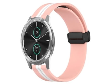 Correa Para Reloj Garminmove Luxe De Silicona De 20 Mm Con Cierre Magnético Plegable Rosa-Blanco VENISYMLIS