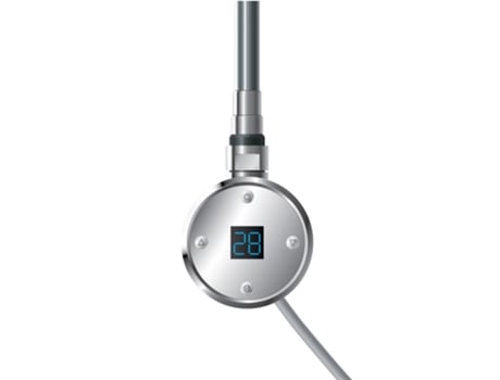 Elemento calefactor para radiador de baño 600W cromado con termostato Pantalla LCD control de temperatura y temporizador LUXEBATH