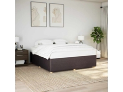 Cama Sin Colchón Tela Marrón Oscuro 200x200 Cm