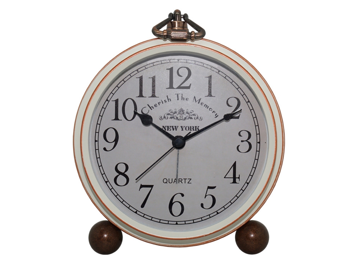 Reloj despertador de hierro retro europeo, reloj electrónico americano creativo, reloj silencioso luminoso y sencillo para estudiantes, blanco lechoso Sfushos