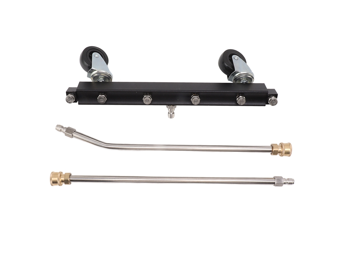 Limpiador de chasis para hidrolavadora de 4000 psi con 6 boquillas y funda extensible.