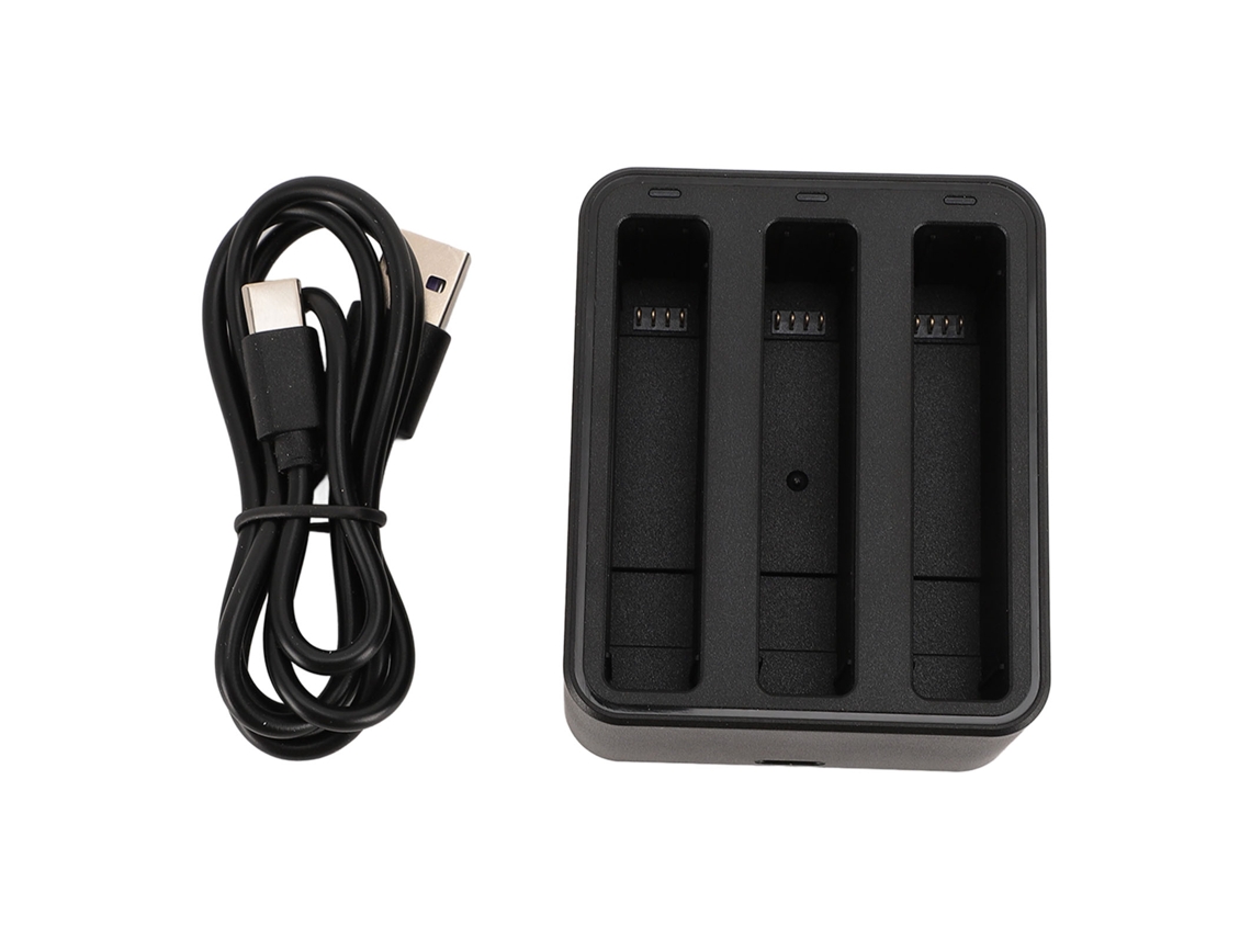 Cargador De Baterías Para Cámara De Acción X4, 3 Canales, Indicador Led Con Cable Usb-c Y 2 Baterías 2500mah