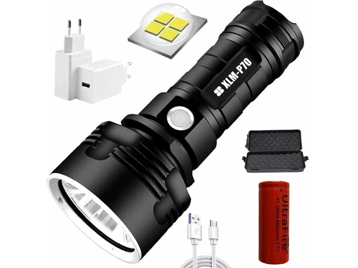 Linterna P70, LED de alta potencia, 30 000 lúmenes, resistente al agua.