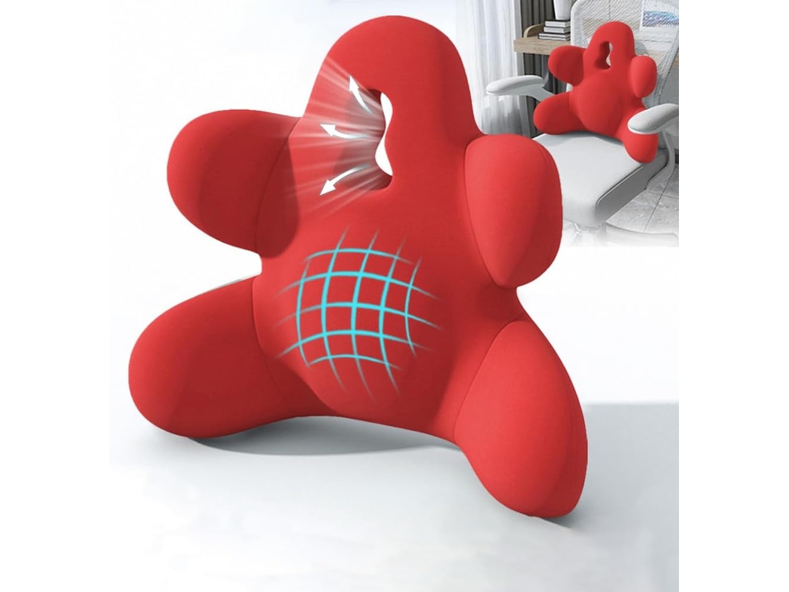 Almohada De Apoyo Lumbar Para Silla De Oficina, Almohada Ergonómica De Espuma Viscoelástica Para El Respaldo, Color Rojo Gertiz