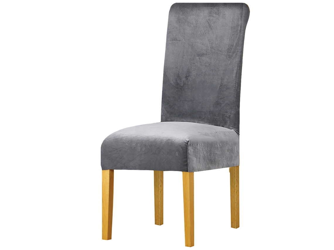 Funda para silla de comedor Siurn de terciopelo gris claro (1 pieza)