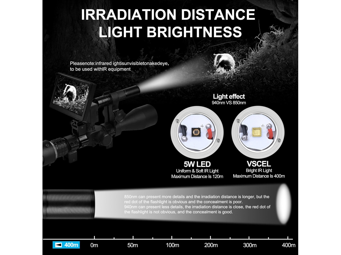 Linterna infrarroja W3/940nm/láser-anekim W3 5w LED 850nm 940nm Vcsel, iluminador infrarrojo con zoom para visión nocturna