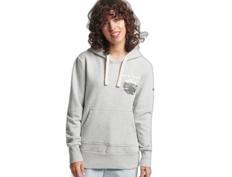 Sudadera con Capucha Vintage de Mujer SUPERDRY Sudaderas Crossing Lines Gris (XS)