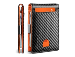 Tarjetero para hombre con protección RFID, diseño delgado y minimalista, y clip para billetes naranja - Panoona