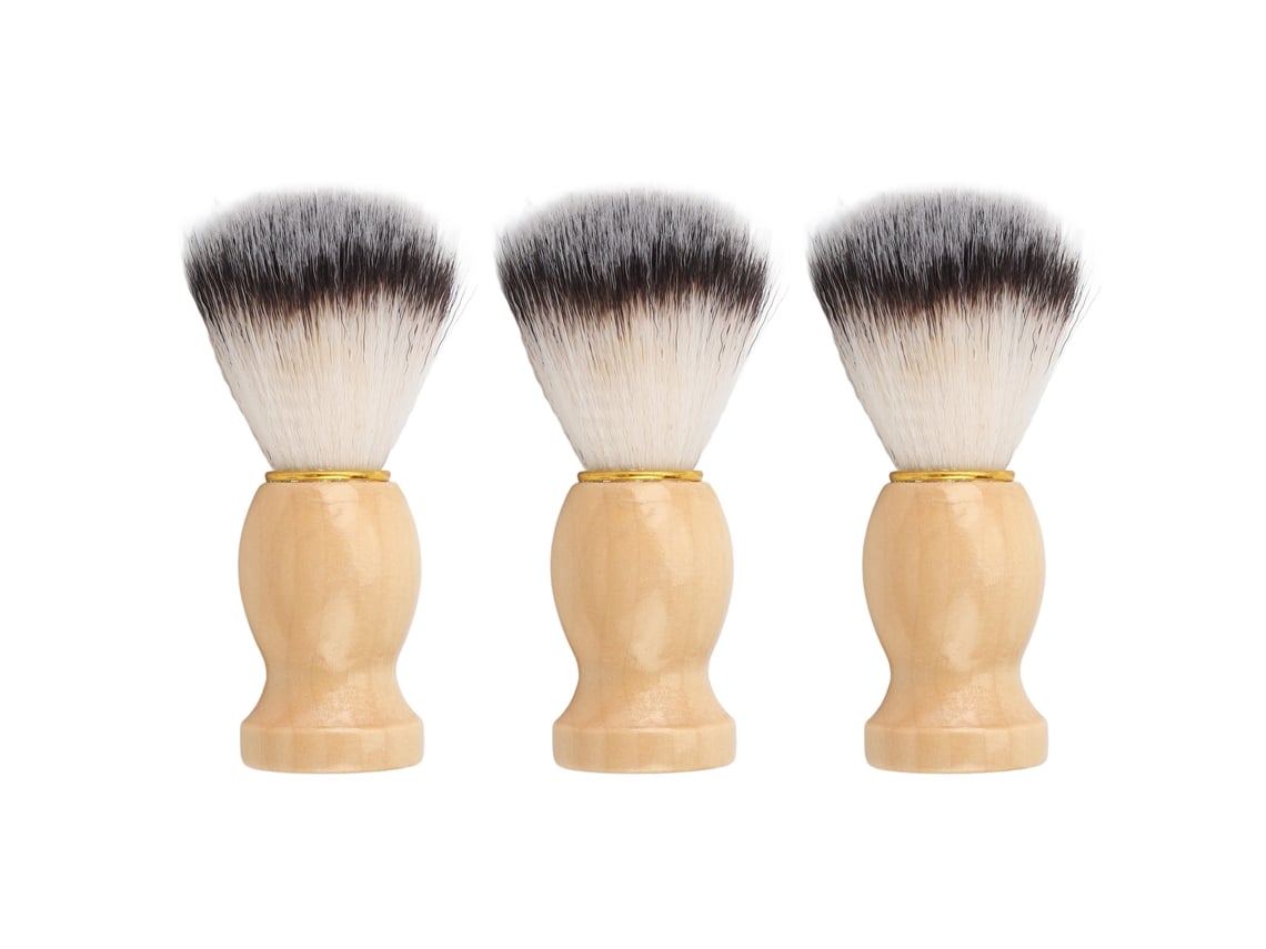 3pcs Cepillo De Barbilla Para Hombres Con Cerdas Suaves Y Mango De Madera, Genera Espuma Rica, Para Cuidado Diario De La Barbilla