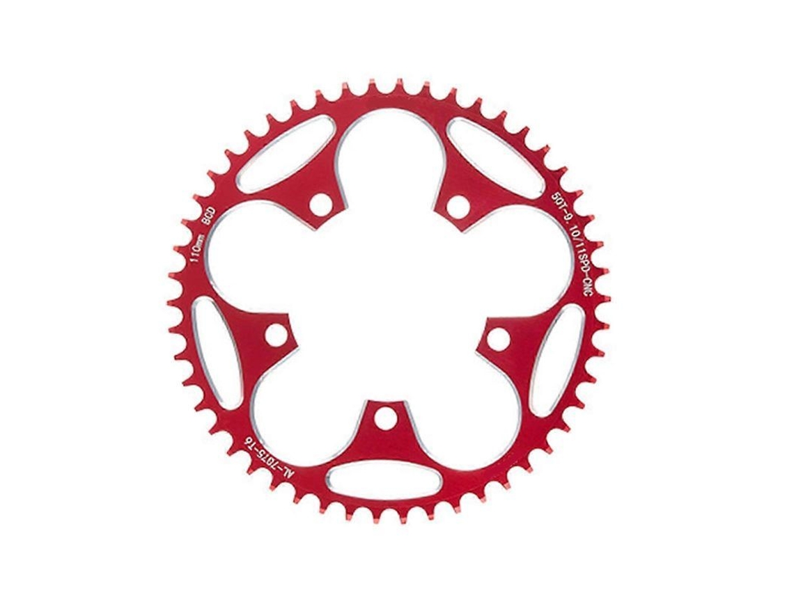 Placa De Cambio Para Bicicleta De Montaña De 5 Tornillos, 110bcd/130bcd, Montaje Directo, Roja, 50 Dientes.