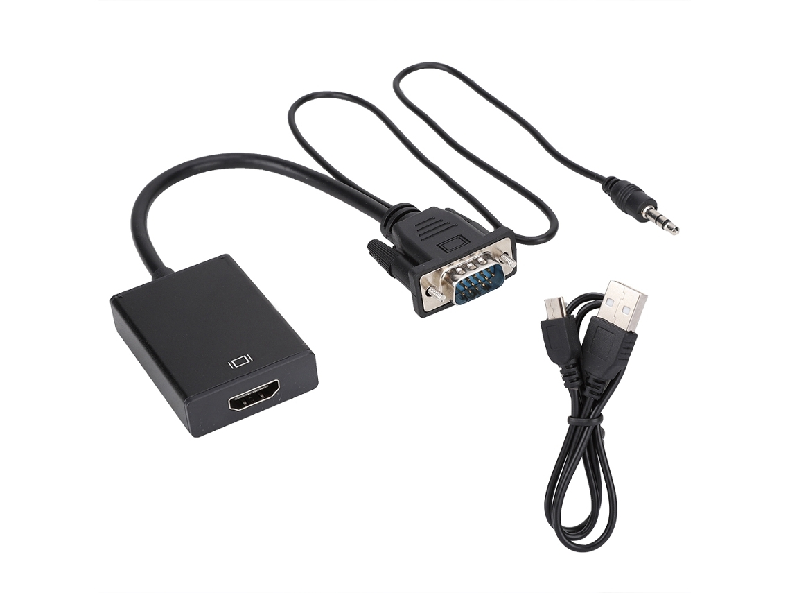 Conversor De Vga Para Hdmi Com Áudio Cabeamento Plug And Play 1080p Para Projetor Pc Hdtv