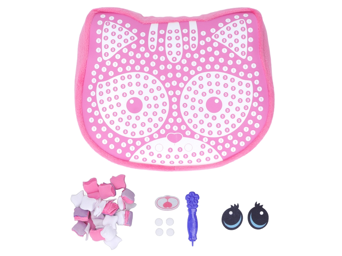 Rebe-almohada Animal Diy Plush Craft Para Niños, Colorido Y Antiestrés, Gato Rosa 33988
