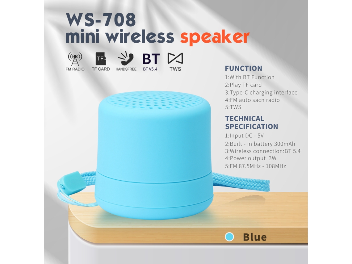 Coluna Bluetooth Eifson Ws-580 Mini Altavoz Inalámbrico, Radio Fm (azul)