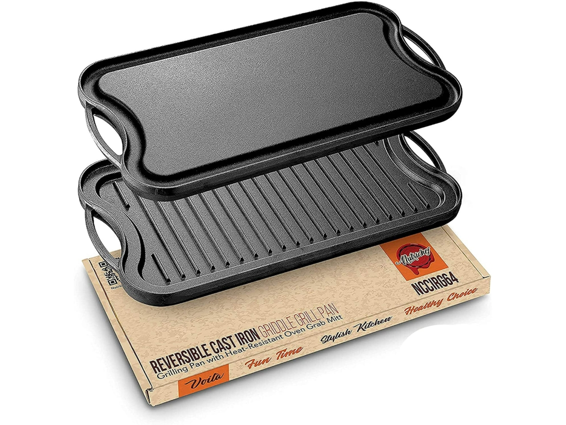 Saltear Y Sofreír Es Fácil, Plancha Con Construcción Reversible De Hierro Fundido Para Un Control Máximo Del Calor, Uso En Todas Las Superficies De Co