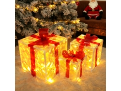 Nettlife Pack 3 Cajas Regalo Iluminadas Navidad Led, 8 Modos, Impermeable Ip44 Exterior Interior, Adornos Navideños Para Jardín, Árbol Y Porche