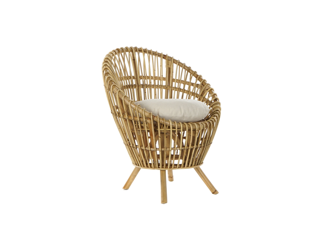 Sillon Ratán Algodon Con Cojin Natural 76x65x85cm