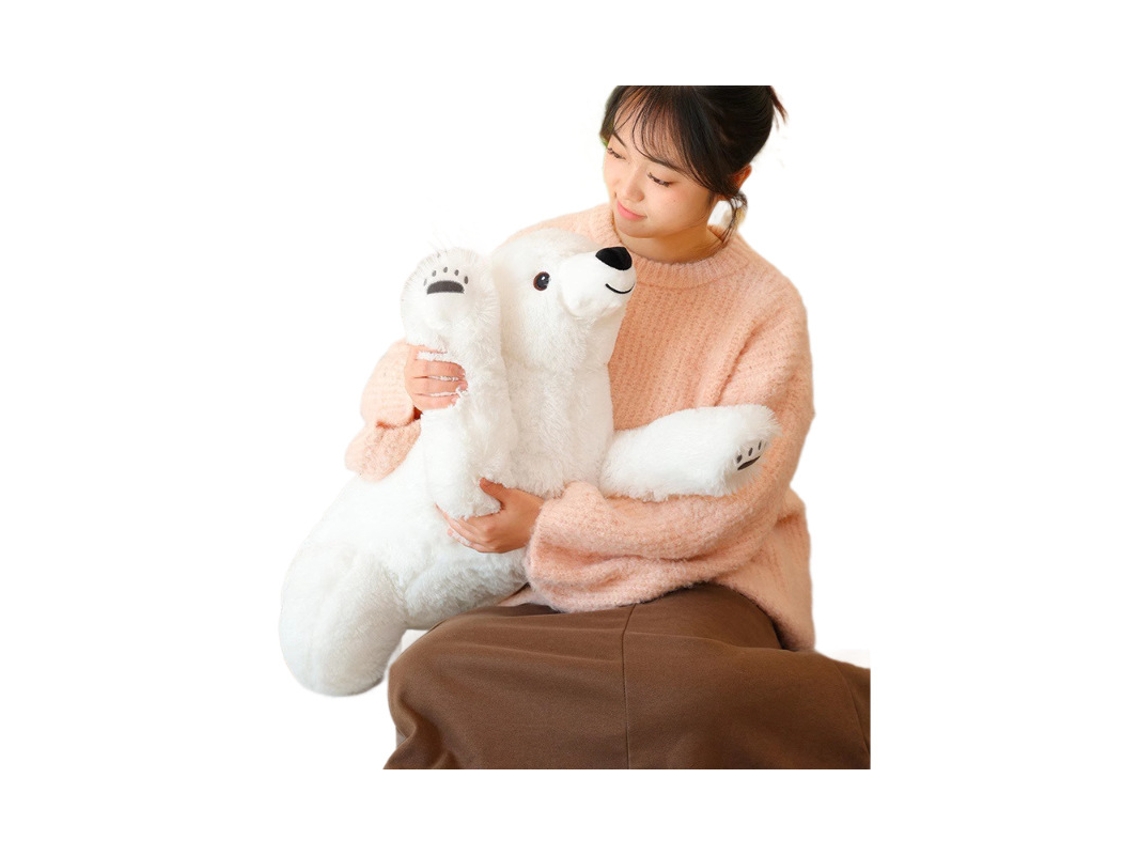 Urso Polar de Pelúcia Fofo para Crianças, Branco Brinquedo de Abraçar e Deitar CHABERLU