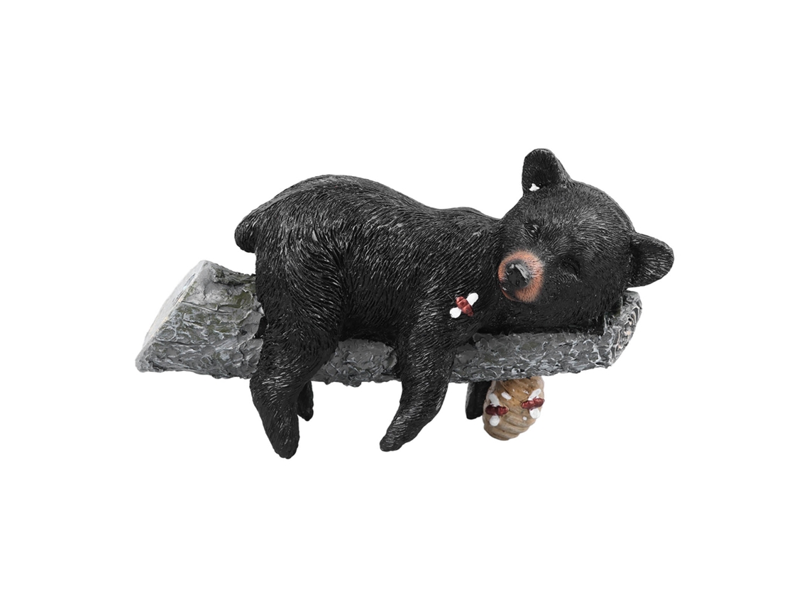 Bonita figura artística de oso negro de resina para decoración de jardín.