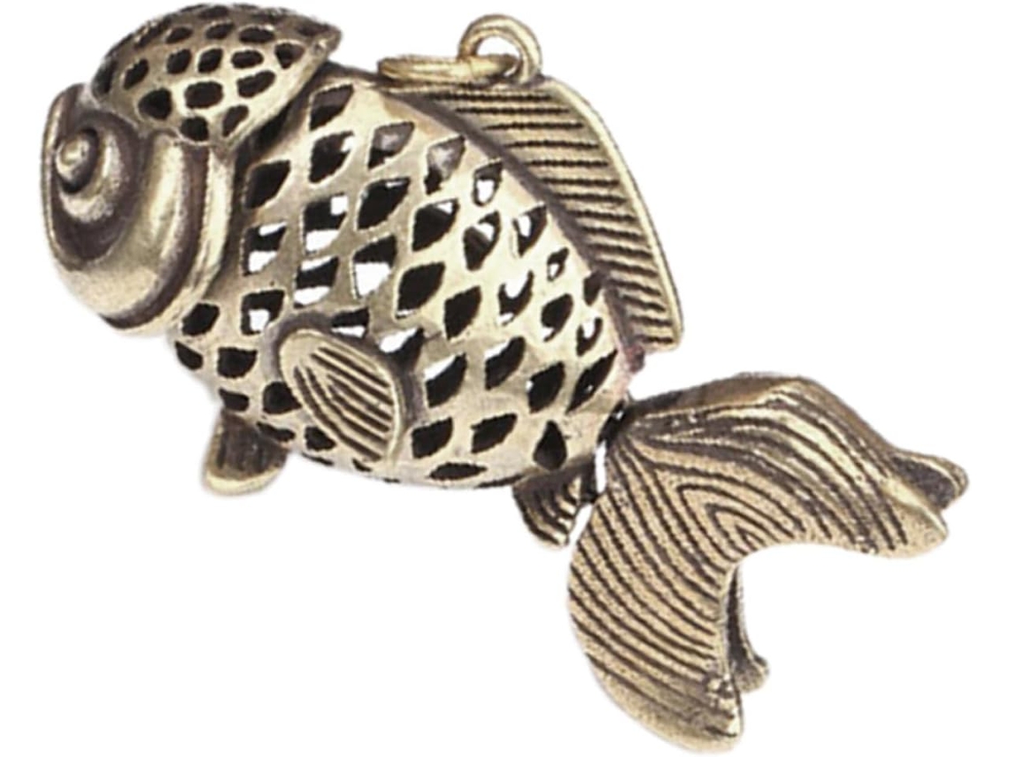 Figura Latón Chapado Adorno Sólido Elegante Cabeza Móviles Decoración Estar Oficina Pez Oro Cola Chic Sala