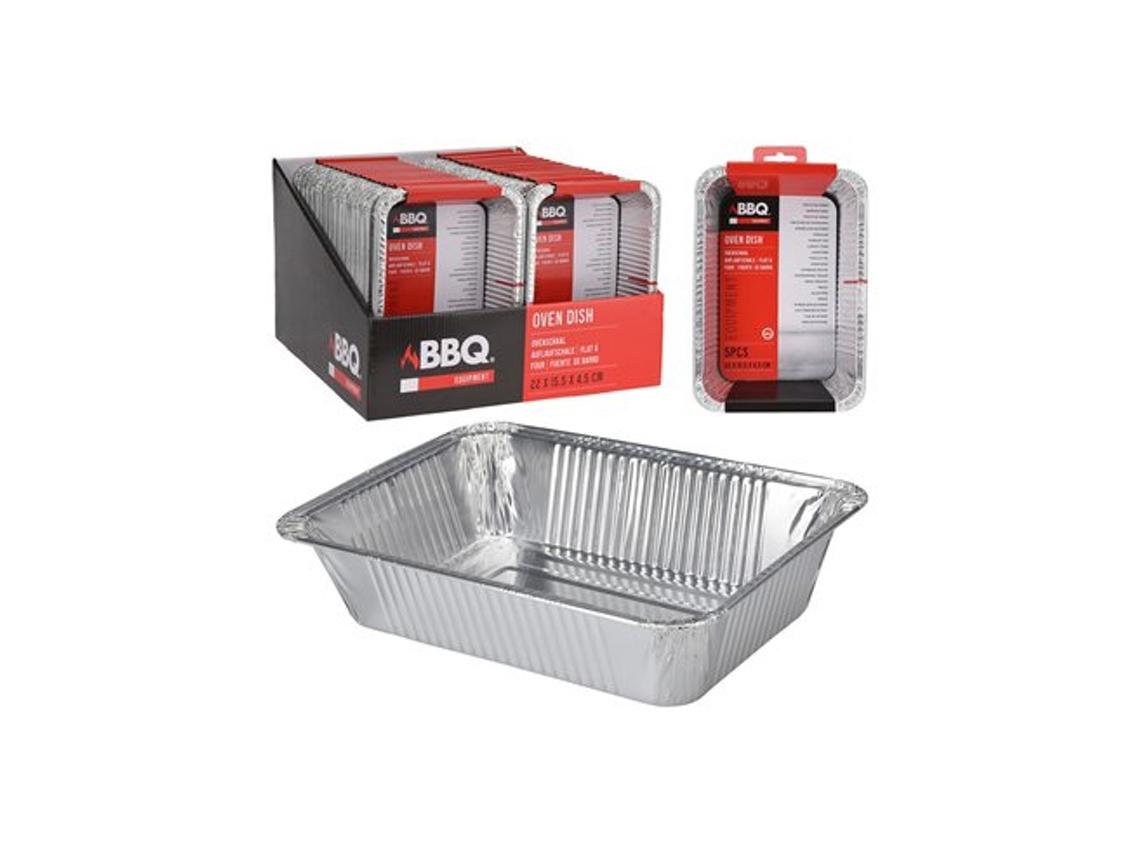Bandeja de aluminio, juego de 4, 22 x 15,5 x 4,5 cm Colección Bbq