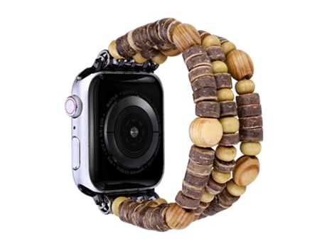 Correa para Smartwatch de cuentas de madera para Apple Watch Ultra 49mm y Watch Ultra 2 49mm / Series 9 y 8 y 7 45 mm / SE 3 y SE 2 y 6 y SE y 5 y 4