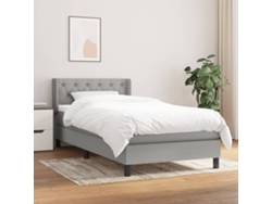 Cama Box Spring Con Colchón Tela Gris Claro 80x200 Cm