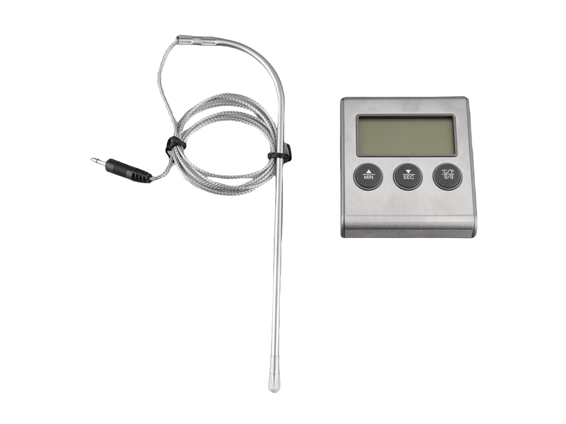 Termómetro Digital Para Barbacoa Con Temporizador Para Cocinar Carne, Sonda De 19,3 Cm, Pantalla Lcd, Precisión.