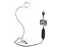 Candeeiro De Mesa Learning Clip - Prateado Com Clipe Branco JEIIBRZUI
