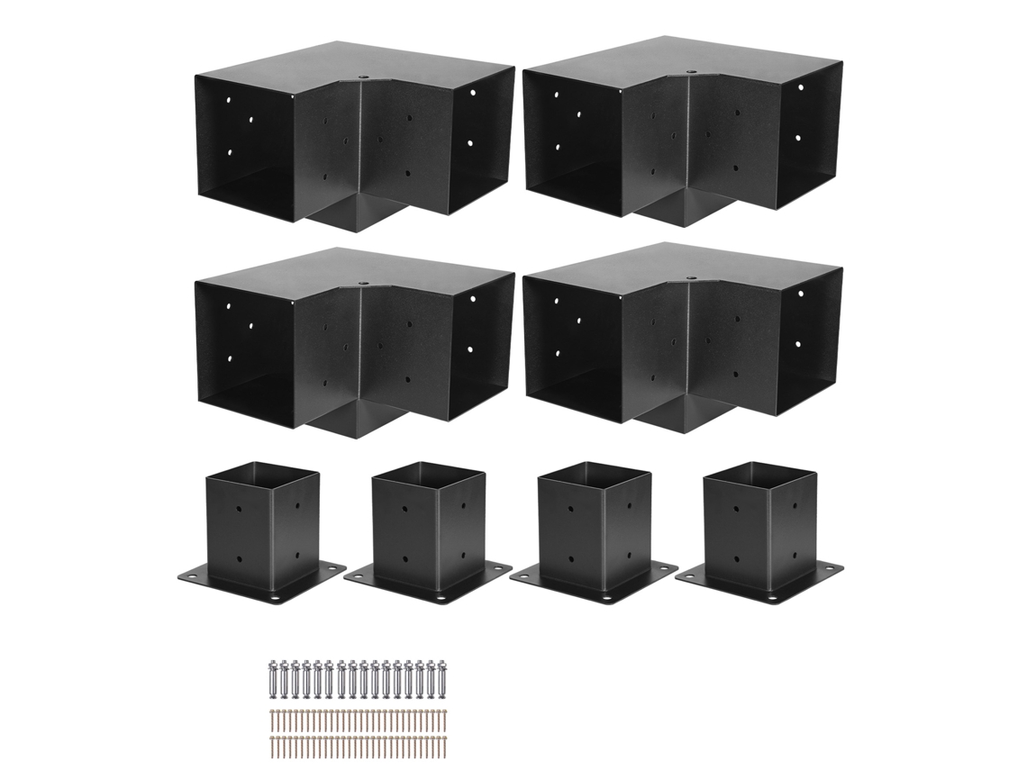 Kit de soportes de esquina resistentes para pérgola de 3 vías Succebuy de 10 x 10 cm (8 unidades)