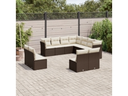 Conjunto de sofá de jardín de 11 piezas con cojines de mimbre marrón de DKD Home Decor