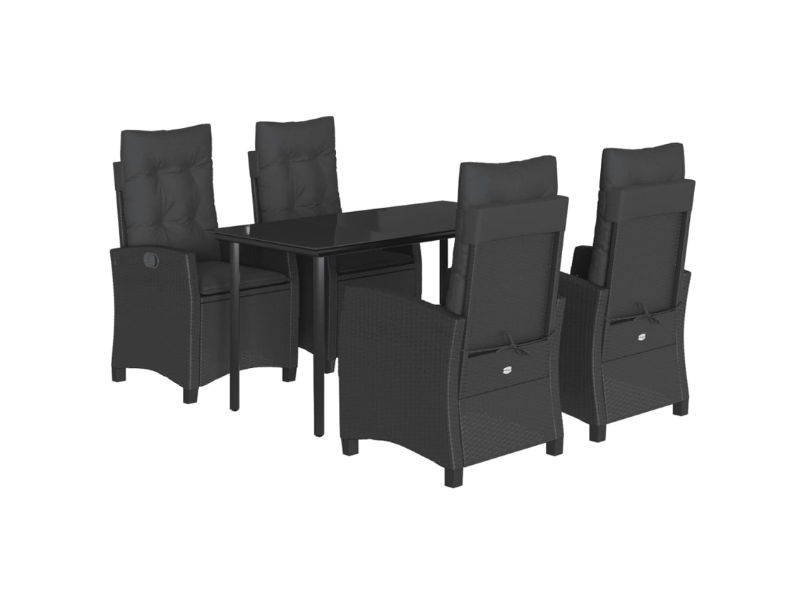 Maison Exclusive - Set De Muebles Jardín 5 Pzas Con Cojines Ratán Sintético Negro
