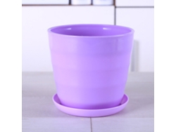 Maceta Redonda Flexible Moderna Con Bandeja Extraíble Para Jardinería, Oficina O Balcón, Color Morado Xl